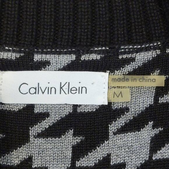Calvin Klein Houndstooth Dark Academia Sleeveless Sweater Dress Petite Small 341 - Picture 3 of 10